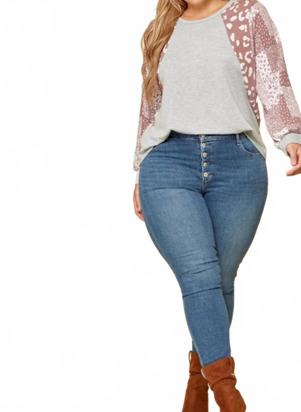 NEW ANDREE BY UNIT the charlotte patchwork top in grey